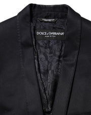 Dolce & Gabbana Black Cotton 1 Button Suit Jacket Blazer