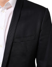 Dolce & Gabbana Black Cotton 1 Button Suit Jacket Blazer