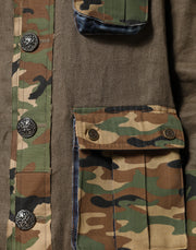 Dolce & Gabbana Brown Camouflage Linen Button Down Jacket