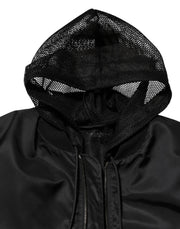 Dolce & Gabbana Black Nylon Hooded Full Zip Bomber Men Jacket