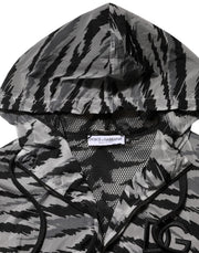 Dolce & Gabbana Gray Camouflage Hooded Sweatshirt Jacket