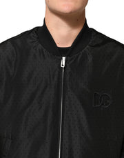 Dolce & Gabbana Black Acetate Full Zip Bomber Men Jacket