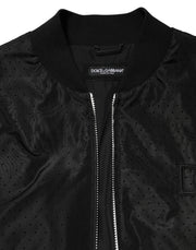 Dolce & Gabbana Black Acetate Full Zip Bomber Men Jacket