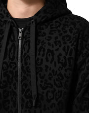 Dolce & Gabbana Black Cotton Hooded Full Zip Bomber Jacket