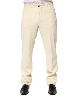 Burberry Beige Corduroy Cotton Straight Men Trouser Pants