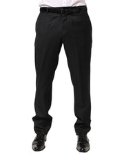 Dolce & Gabbana Black Wool Mid Waist Dress Men Trouser Pants
