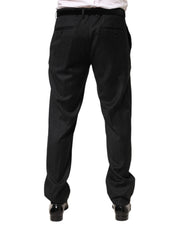 Dolce & Gabbana Black Wool Mid Waist Dress Men Trouser Pants