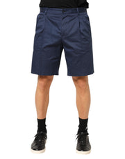 Dolce & Gabbana Blue Cotton Stretch Mid Waist Bermuda Shorts