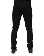 Dolce & Gabbana Black Cotton Mid Waist Skinny Men Denim Jeans