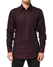 Dolce & Gabbana Violet GOLD Cotton Collared Dress Formal Shirt