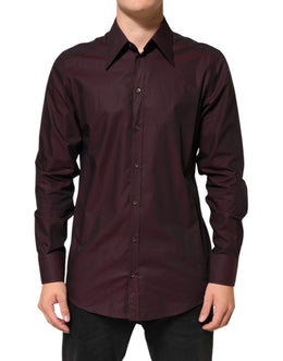 Dolce & Gabbana Violet GOLD Cotton Collared Dress Formal Shirt