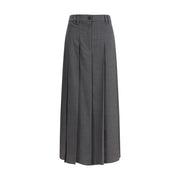 Brunello Cucinelli Gray Polyester Long Skirt
