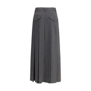 Brunello Cucinelli Gray Polyester Long Skirt