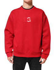 Dolce & Gabbana Red DG Logo Crew Neck Men Sweatshirt Sweater