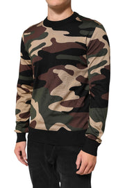 Dolce & Gabbana Multicolor Camouflage Crew Neck Men Pullover Sweater