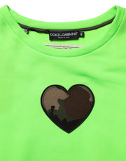 Dolce & Gabbana Green Patchwork Heart Men Sweatshirt Sweater