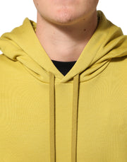 Dolce & Gabbana Yellow Logo Cotton Hooded Sweatshirt Sweater
