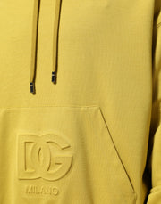 Dolce & Gabbana Yellow Logo Cotton Hooded Sweatshirt Sweater