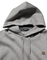 Dolce & Gabbana Gray Logo Cotton Hooded Sweatshirt Sweater