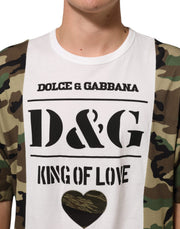Dolce & Gabbana White Logo Camouflage Crew Neck Men T-shirt