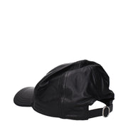 Jil Sander Black Leather Cap (Baseball Hat)