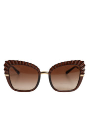 Dolce & Gabbana DG6131 Plissé Brown Butterfly Square Shades Sunglasses