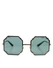 Dolce & Gabbana DG2216 Gold Square Frame Green Lens Shades Sunglasses