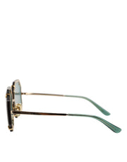 Dolce & Gabbana DG2216 Gold Square Frame Green Lens Shades Sunglasses