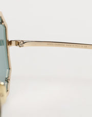 Dolce & Gabbana DG2216 Gold Square Frame Green Lens Shades Sunglasses