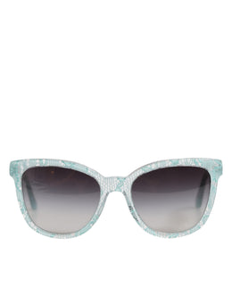 Dolce & Gabbana DG4190 Blue Lace Acetate Rectangle Shades Sunglasses