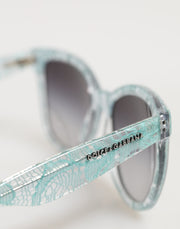 Dolce & Gabbana DG4190 Blue Lace Acetate Rectangle Shades Sunglasses