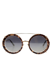 Dolce & Gabbana DG2198 Brown Leopard Print Gradient Round Sunglasses
