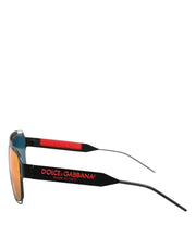 Dolce & Gabbana Black Metal Pilot Frame Shades Eyewear Sunglasses