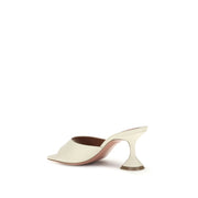 Amina Muaddi Cream Calf Leather Bos Taurus Flat Sandals