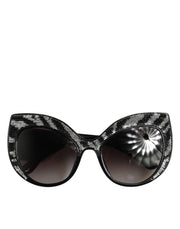Dolce & Gabbana Black Silver Sequin Butterfly Polarized Sunglasses