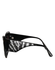 Dolce & Gabbana Black Silver Sequin Butterfly Polarized Sunglasses