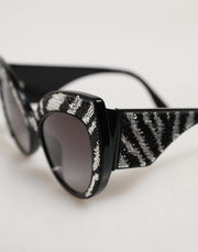Dolce & Gabbana Black Silver Sequin Butterfly Polarized Sunglasses