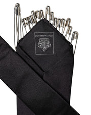 Dolce & Gabbana Black Safety Pins Silk Adjustable Necktie Accessory Tie