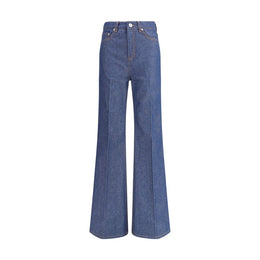 Ami Paris Blue Cotton Flared Jeans