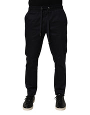 Dolce & Gabbana Black Mid Waist Drawstring Men Jogger Pants