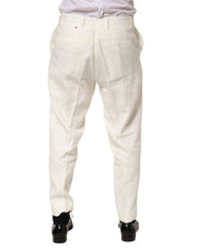 Dolce & Gabbana White Linen Formal Dress Men Trouser Pants