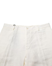 Dolce & Gabbana White Linen Formal Dress Men Trouser Pants