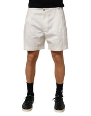 Dolce & Gabbana White Cotton Mid Waist Men Bermuda Shorts