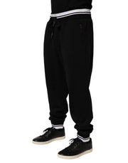 Dolce & Gabbana Black Cotton Sacred-Heart Men Jogger Pants