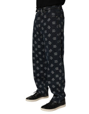 Dolce & Gabbana Blue Logo Print Straight Denim Men Jeans