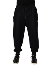 Dolce & Gabbana Black Cotton Blend Drawstring Jogger Jogger Pants