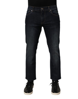 Dolce & Gabbana Dark Blue Cotton Skinny Men Denim Jeans