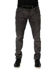 Dolce & Gabbana Dark Gray Cotton Skinny Men Denim Jeans