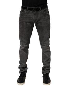 Dolce & Gabbana Dark Gray Cotton Skinny Men Denim Jeans
