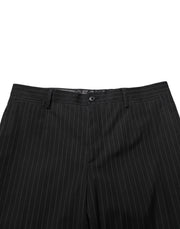 Dolce & Gabbana Black Striped Dress Formal Men Trouser Pants